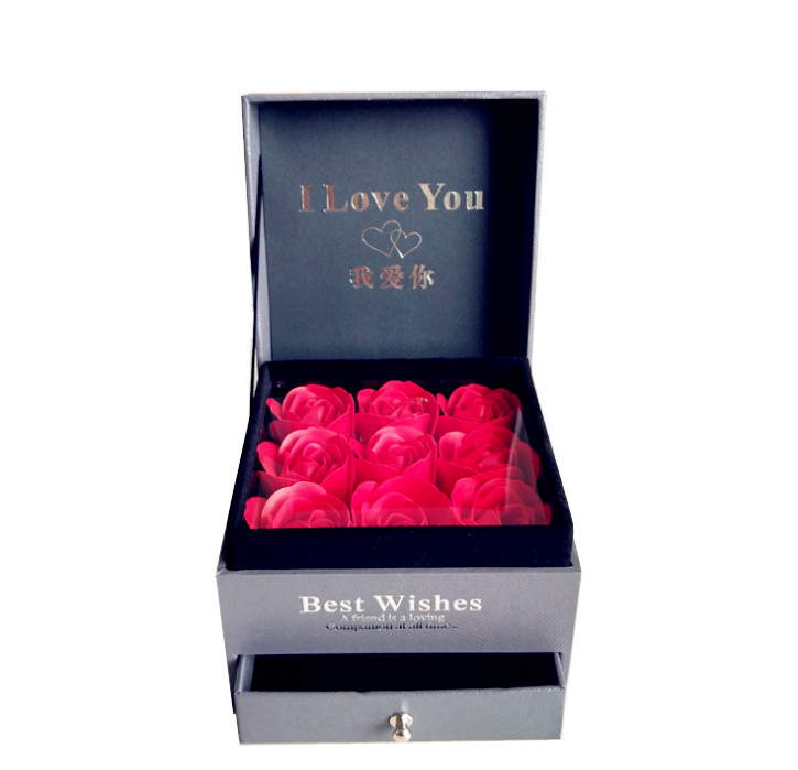 A Gift Box Immortalized Flower Gift Box Soap Rose Double Drawer Packing Box