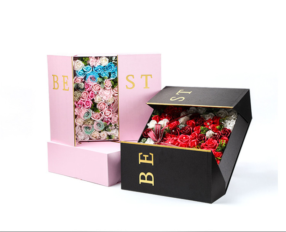 Factory Wholesale Luxury Square Folding Flower Packaging Boxes