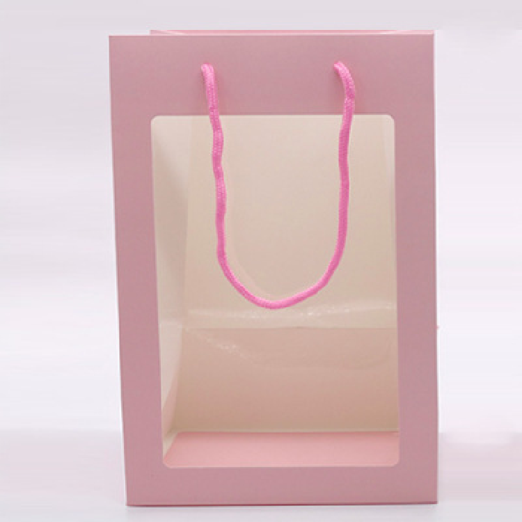 wholesale transparent visible custom flower paper bags with logo