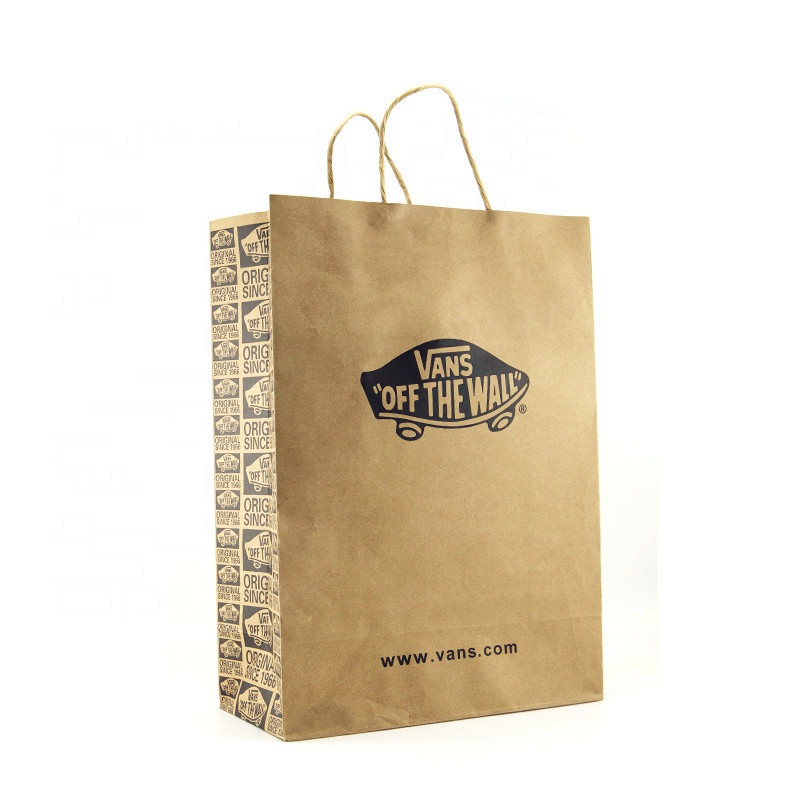 China Supplier Print Special Design Shoes Packaging Kraft Paper Gift Bag with Handle