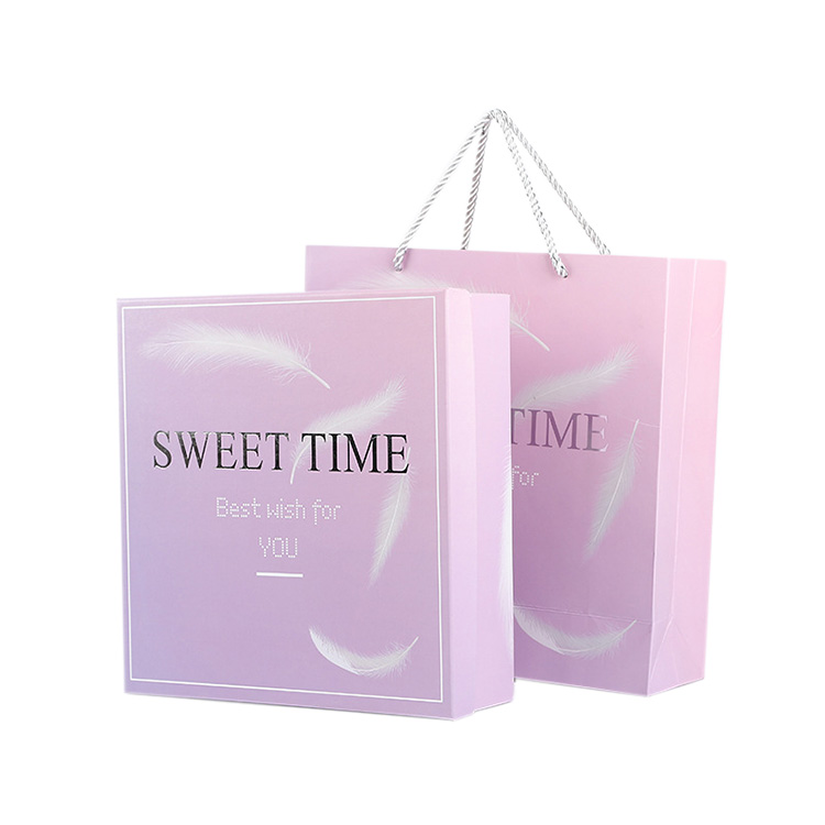 Customised Shopping Retail Gift Box Custom Pink Paper Bag Logo Printed Recycled Small Paper Packaging Bags For Gifts