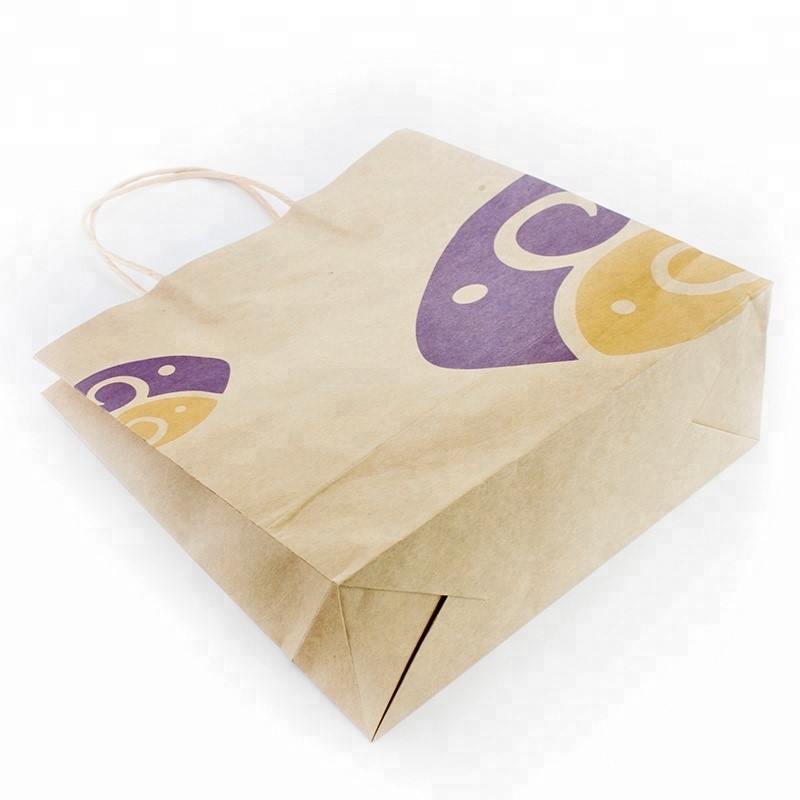 Cheap Food Grade Kraft With Handle Custom Printed Paper Bag For Food