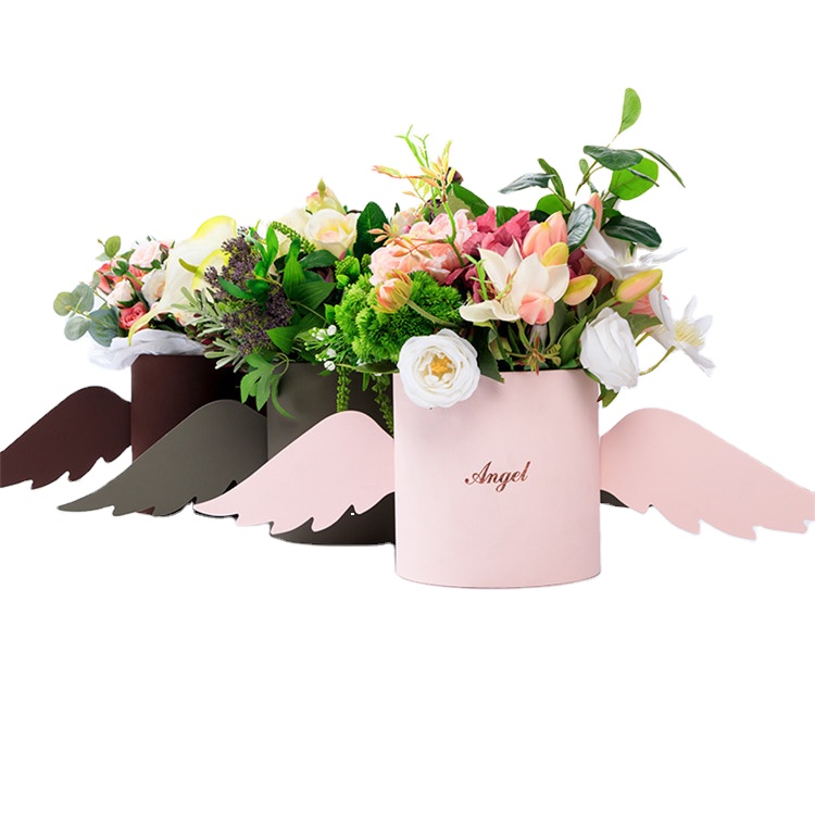 Custom Luxury Wedding Decoration Packaging Round Flower Box With Wings