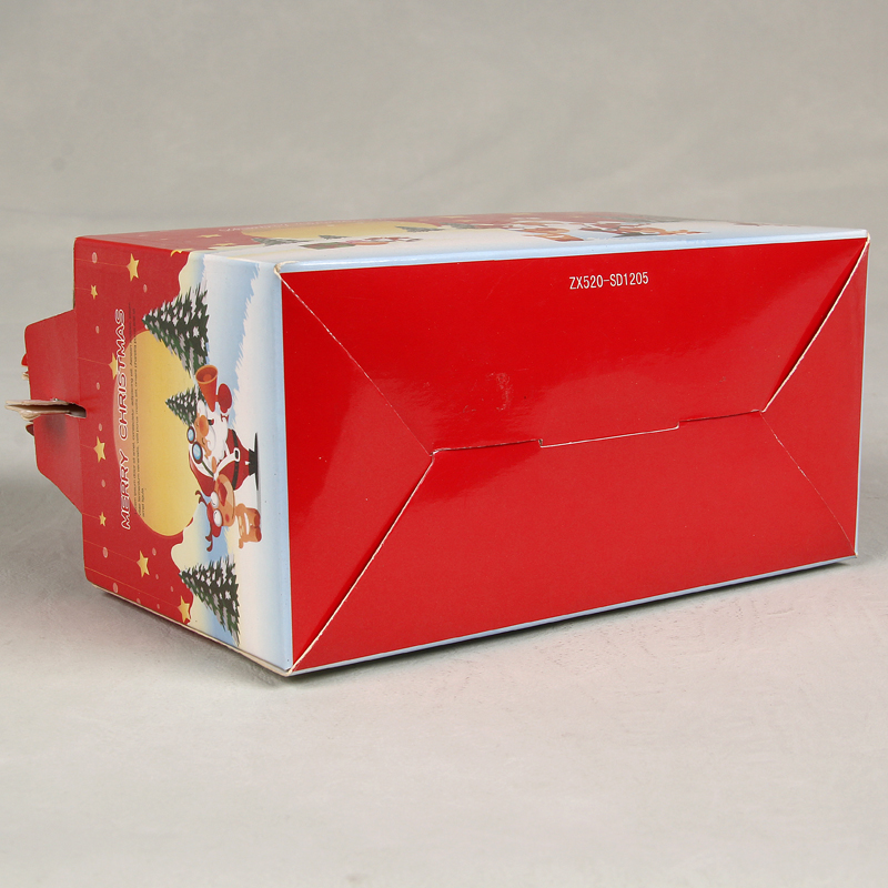 OEM Printed Christmas Apple Fruit Packaging Box Apple Packaging Fold Bag Christmas Eve Gift Paper Box With Handle