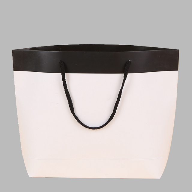 Black And White Ship Shaped Luxury Custom Shopping Paper Bag With Bottom Gusset
