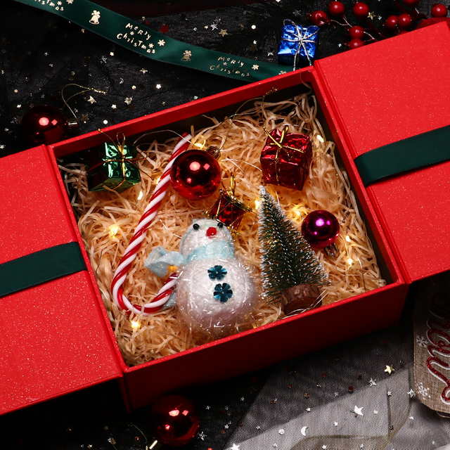 Christmas Eve Apple candy scarf socks bow gift box custom open Christmas Eve gift box