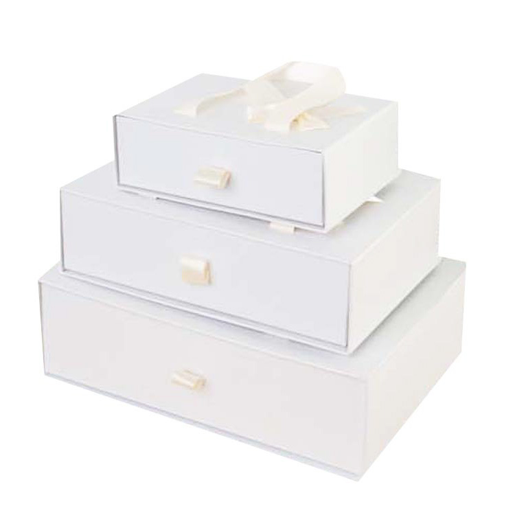 Factory Custom paper box supplier,drawer paper gift box with ribbon bow