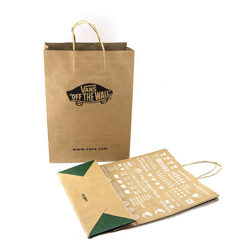 China Supplier Print Special Design Shoes Packaging Kraft Paper Gift Bag with Handle