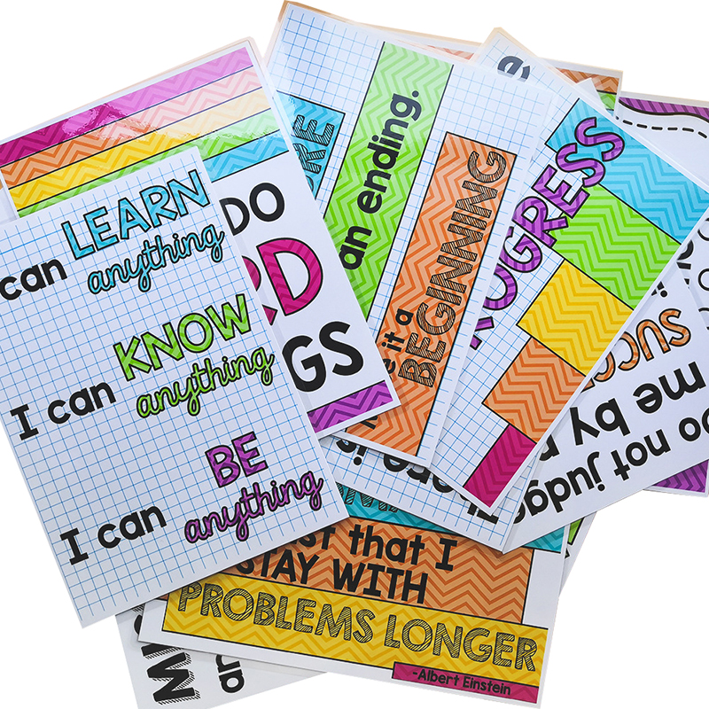 Classroom Poster Wall Decoration encourages students to grow and learn A4 full plastic packaging