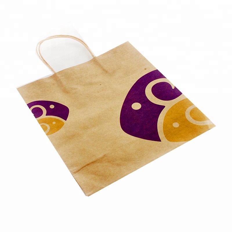 Cheap Food Grade Kraft With Handle Custom Printed Paper Bag For Food