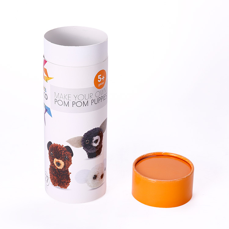 Custom High Quality Cylinder White Paper Kids Gift Cardboard Packaging Round Box with Lid