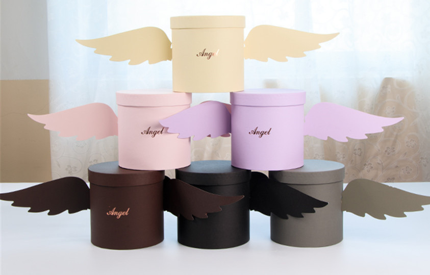 Custom Luxury Wedding Decoration Packaging Round Flower Box With Wings