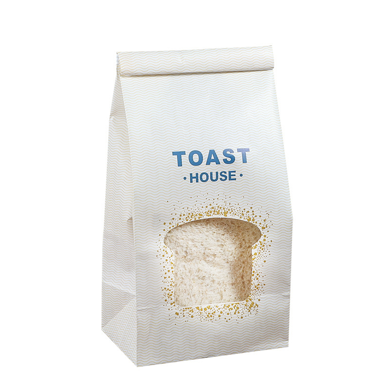 window opening and film covering bread packaging bag with sealing strip